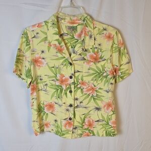 Floral Button-Down Shirt - Yellow and Green